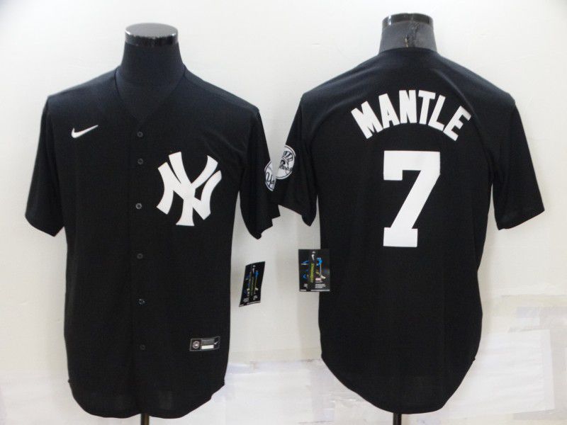 Men New York Yankees #7 Mantle Black Throwback 2022 MLB Jerseys->new york yankees->MLB Jersey